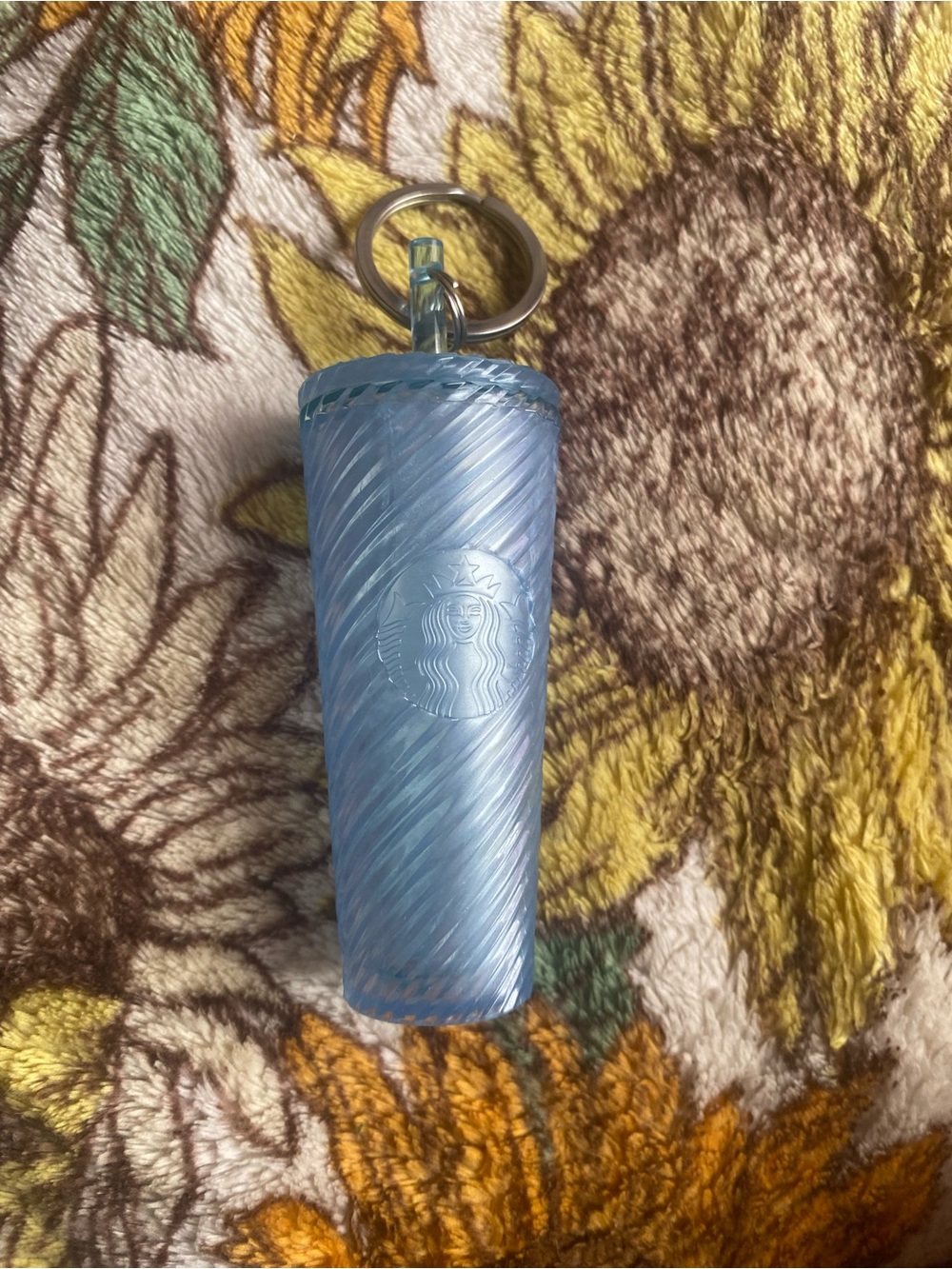 Starbucks Iridescent Light Blue Tumbler Keychain